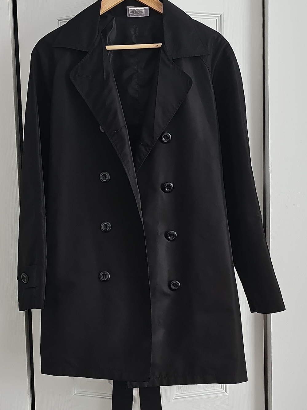 Classic Black Double-Breasted Women's Trench, S/M/L